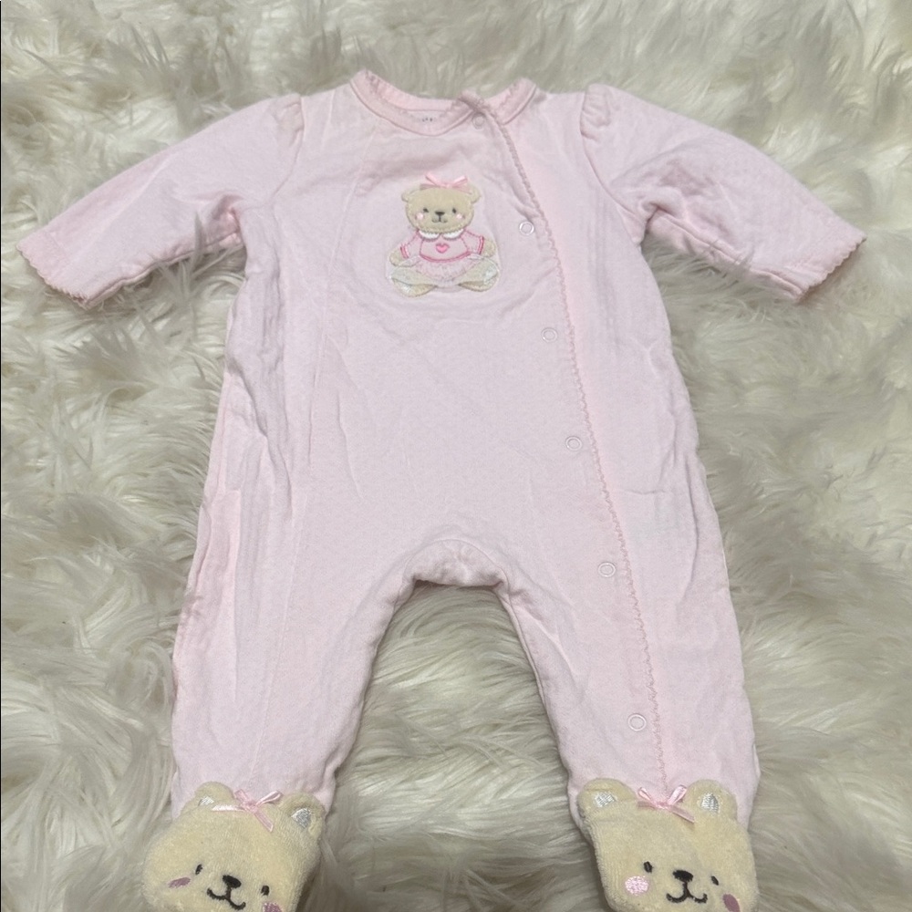 Little Me Light Pink Bear Footie One Piece